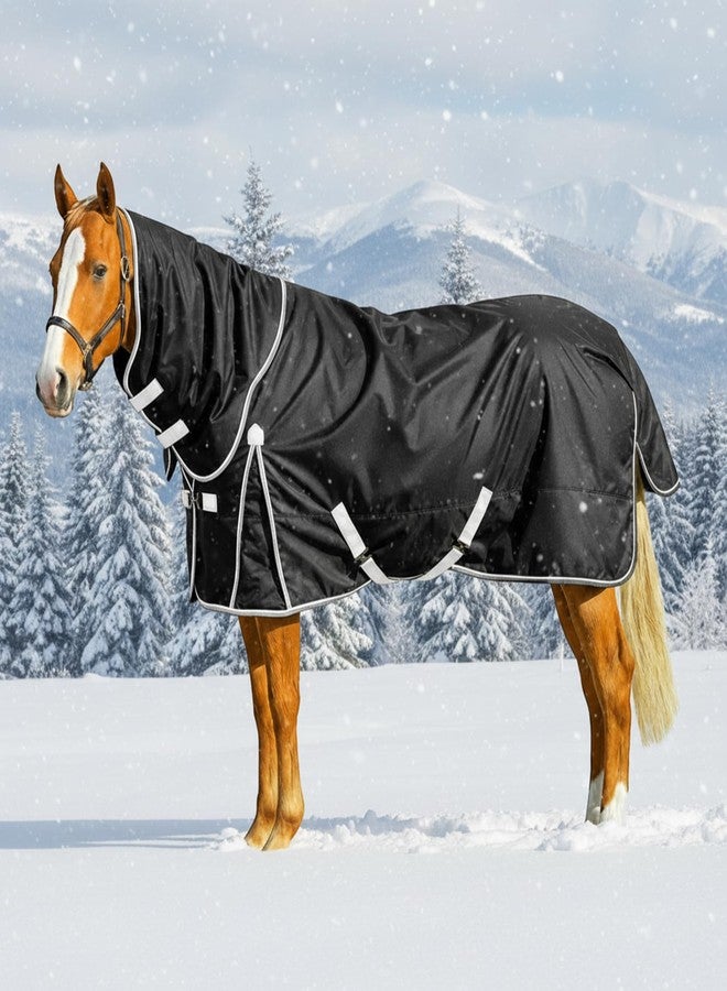 Yeyeplum Turnout Horse Blankets Winter for Real Horses Waterproof Breathable Snow Proof Heavy Blankets 200g Fill Sheet Tear & Rip Resistant Outer Layer Adjustable Straps (75 Size) - Image 1