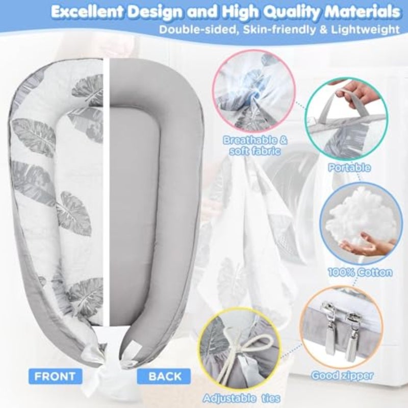 Baby Nests Lounger for Newborn, Snuggle Sleeping Bassinet for 0-24M, Baby Lounger Portable Travel Bed Infant Co-sleeping Foldable Soft Breathable Newborn for 0-12 Months, Baby Essentials Adjustable In - Image 5