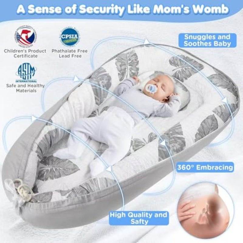 Baby Nests Lounger for Newborn, Snuggle Sleeping Bassinet for 0-24M, Baby Lounger Portable Travel Bed Infant Co-sleeping Foldable Soft Breathable Newborn for 0-12 Months, Baby Essentials Adjustable In - Image 3