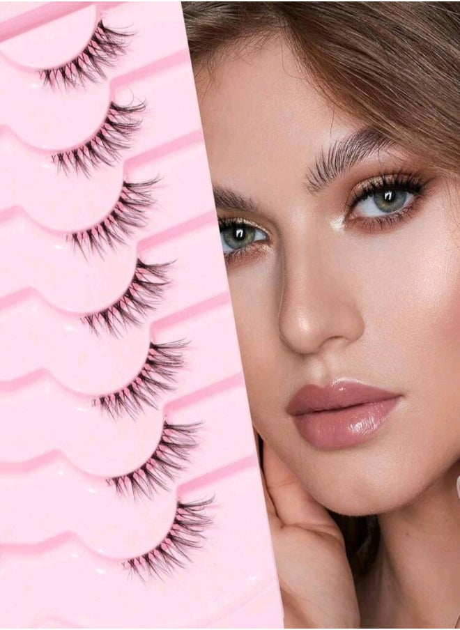 روزي لاشيز 7 أزواج من الرموش الطرفيه رموش مسحوبة لطرف العين بخط جفن شفاف مريح للاستخدام عدة مرات  - Image 2