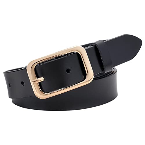 VONSELY Leather Belts for Women, Genuine Leather Womens Belts with Gold Buckle, 105CM Black Belt - Image 1