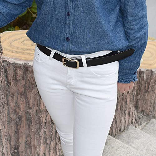 VONSELY Leather Belts for Women, Genuine Leather Womens Belts with Gold Buckle, 105CM Black Belt - Image 5