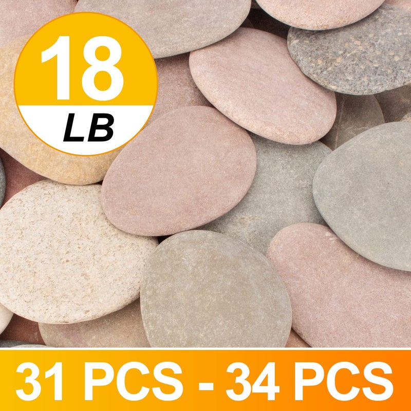 CFKJ [About 30 PCS - 35 PCS](18 Pounds) Painting Rocks,3"-4.8" River Rocks,Flat Rocks,Painting Stones,Naturally Stones,Arts Rocks,Craft Rocks,DIY Rocks - Image 2