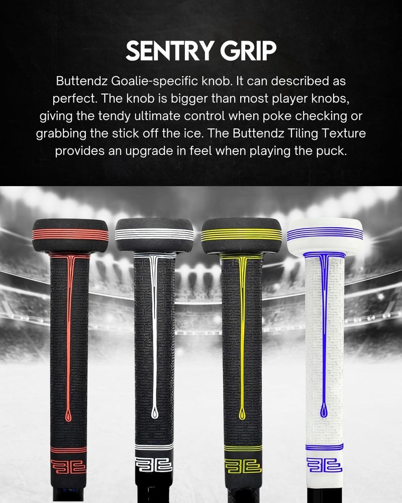 Buttendz Sentry Goalie Hockey Stick Replacement Grip - Precision Control for Goalies with Oversized Knob, Enhanced Tiling Texture, and Premium Hockey Grip - Image 3