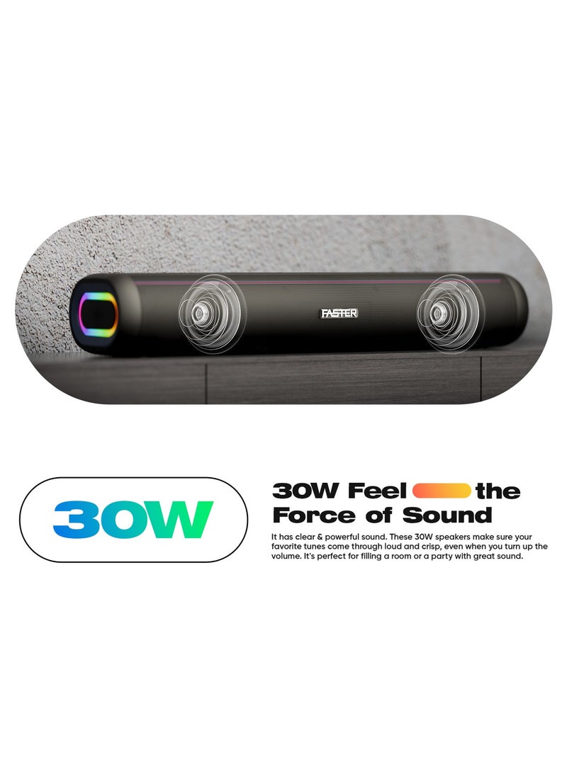 Faster NEXON Z30 Portable 30W Bluetooth Speaker - Wireless Speaker for PC, Laptop, TV, Smartphone & Tablet - Mini Home Theater with Surround Sound - USB/Aux/TF Card Support, Plug & Play - Deep Rich Powerful Sound (Dark Grey)  - Image 2
