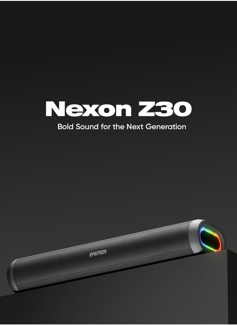 Faster NEXON Z30 Portable 30W Bluetooth Speaker - Wireless Speaker for PC, Laptop, TV, Smartphone & Tablet - Mini Home Theater with Surround Sound - USB/Aux/TF Card Support, Plug & Play - Deep Rich Powerful Sound (Dark Grey)  - Image 4
