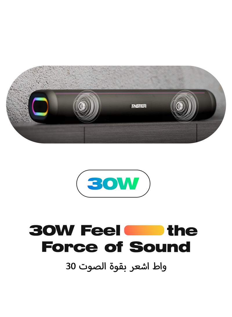 Faster NEXON Z30 Portable 30W Bluetooth Speaker - Wireless Speaker for PC, Laptop, TV, Smartphone & Tablet - Mini Home Theater with Surround Sound - USB/Aux/TF Card Support, Plug & Play - Deep Rich Powerful Sound (Dark Grey) - Image 3