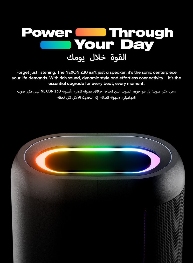 Faster NEXON Z30 Portable 30W Bluetooth Speaker - Wireless Speaker for PC, Laptop, TV, Smartphone & Tablet - Mini Home Theater with Surround Sound - USB/Aux/TF Card Support, Plug & Play - Deep Rich Powerful Sound (Dark Grey) - Image 2