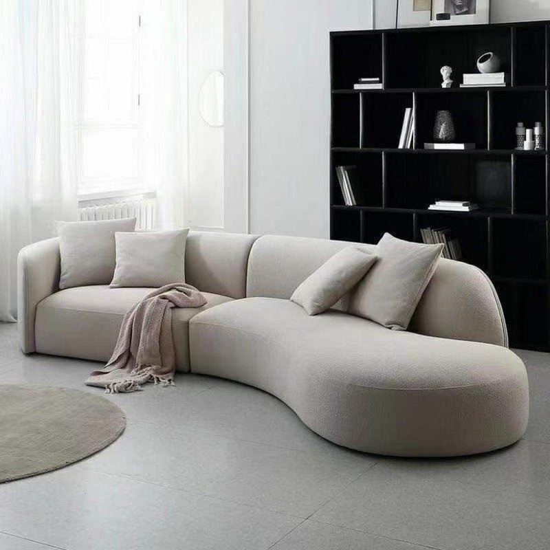Betak Four-seater sofa, Swedish wood and bouclé - beige - Image 1