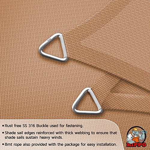 HIPPO Triangle Shade Sail Affordable & Premium 180 GSM Sun Shade UV Block for Outdoor Car Parking Garden (Sand, 10FTX10FTX10FT) - Image 3