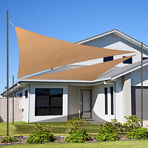 HIPPO Triangle Shade Sail Affordable & Premium 180 GSM Sun Shade UV Block for Outdoor Car Parking Garden (Sand, 10FTX10FTX10FT) - Image 1