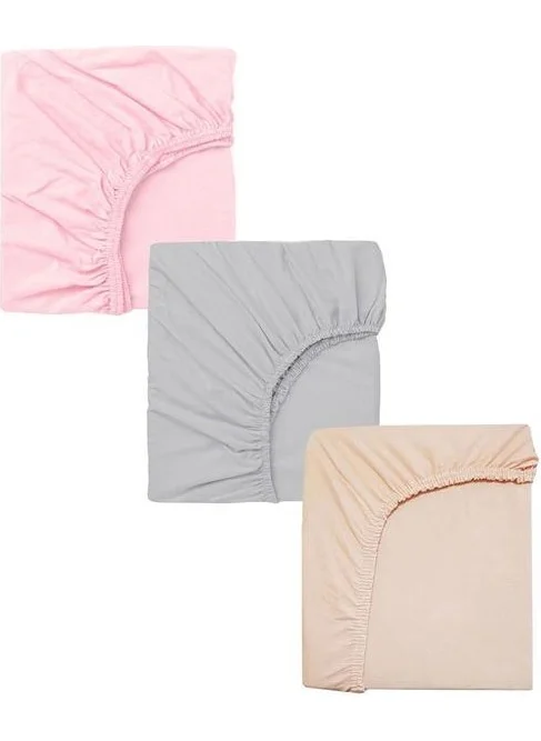 كوتن كونسيبت 3 Pieces 65X95 cm Mother's Side Elastic Combed Cotton Fabric Baby Bedsheet