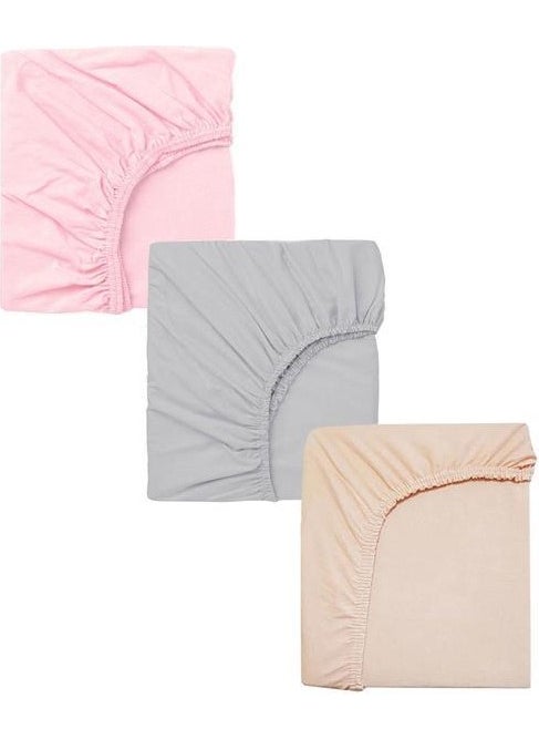 Cotenconcept 3 Pieces 65X95 cm Mother's Side Elastic Combed Cotton Fabric Baby Bedsheet  - Image 1