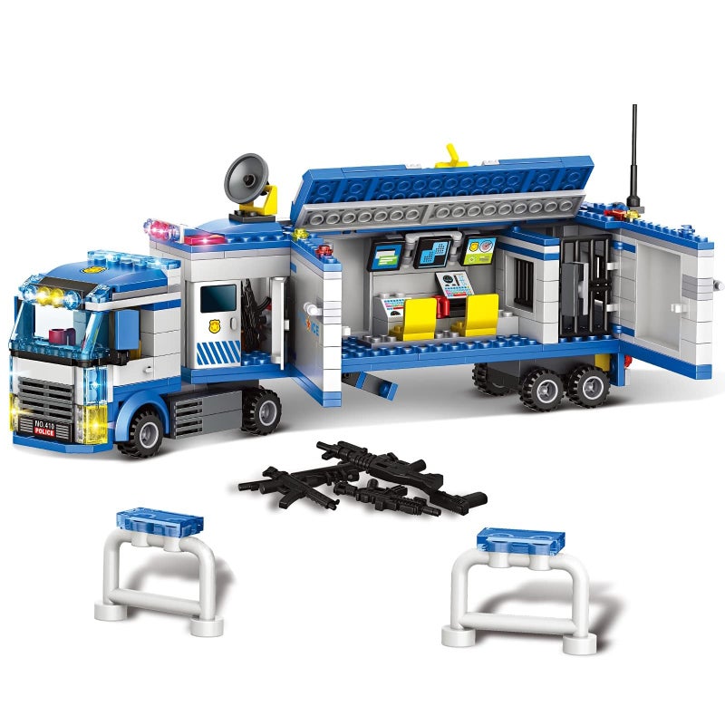 INRATELL City Police Mobile Command Center Truck Building Blocks Mobile Police Unit with Prison Cop Cars STEM Construction Toy Kit Birthday Xmas Gifts for Kids Boys and Girls Ages 6 484 Pieces - Image 4
