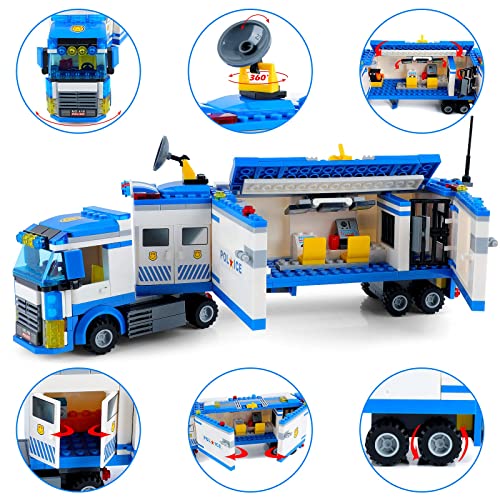 INRATELL City Police Mobile Command Center Truck Building Blocks Mobile Police Unit with Prison Cop Cars STEM Construction Toy Kit Birthday Xmas Gifts for Kids Boys and Girls Ages 6 484 Pieces - Image 5