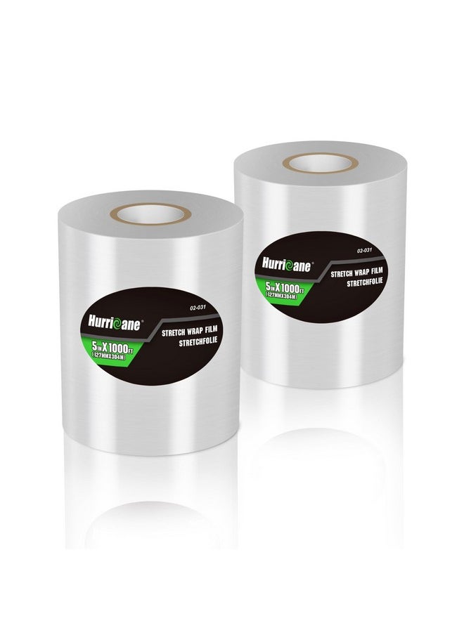 Hurricane Stretch Wrap Film Refill Rolls Clear Stretch Wrap Refill Roll 2 Pack 80 Gauge Thick 5 Inch 1000 Ft Clear Plastic Pallet Shrink Film Stretch Plastic Wrap For Packing Moving Storage  - Image 1