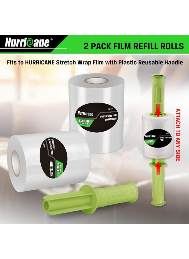 Hurricane Stretch Wrap Film Refill Rolls Clear Stretch Wrap Refill Roll 2 Pack 80 Gauge Thick 5 Inch 1000 Ft Clear Plastic Pallet Shrink Film Stretch Plastic Wrap For Packing Moving Storage  - Image 3