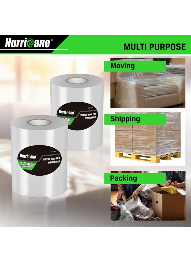 Hurricane Stretch Wrap Film Refill Rolls Clear Stretch Wrap Refill Roll 2 Pack 80 Gauge Thick 5 Inch 1000 Ft Clear Plastic Pallet Shrink Film Stretch Plastic Wrap For Packing Moving Storage  - Image 5