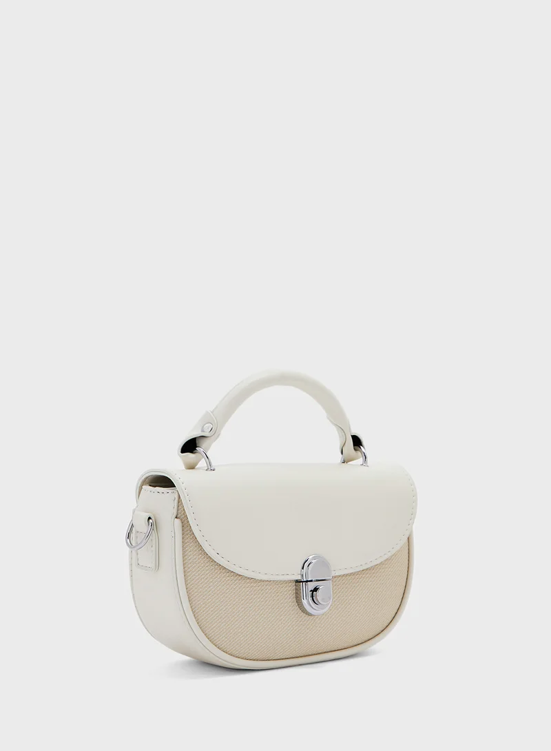 Ginger Metal Clasp Detail Satchel Bag