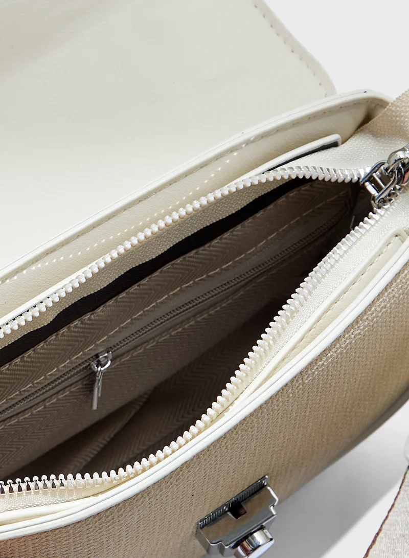 Ginger Metal Clasp Detail Satchel Bag