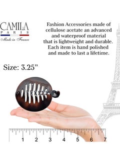 CAMILA Camila Paris CP2428 3.25 inch French Banana Clip Hair Comb, Round Girls Ponytail Holder Interlocking Banana Combs For Volume Thick Hair. Fashion Styling Hair Accessories for Women, Made in France  - Image 4