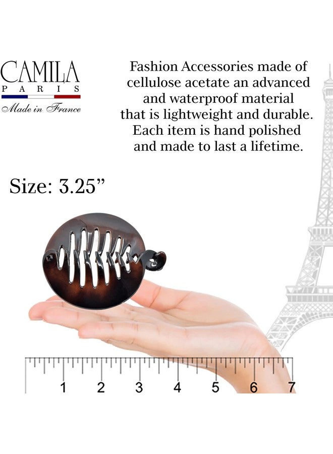 Camila Paris CP2428 3.25 inch French Banana Clip Hair Comb, Round Girls Ponytail Holder Interlocking Banana Combs For Volume Thick Hair. Fashion Styling Hair Accessories for Women, Made in France - Image 4