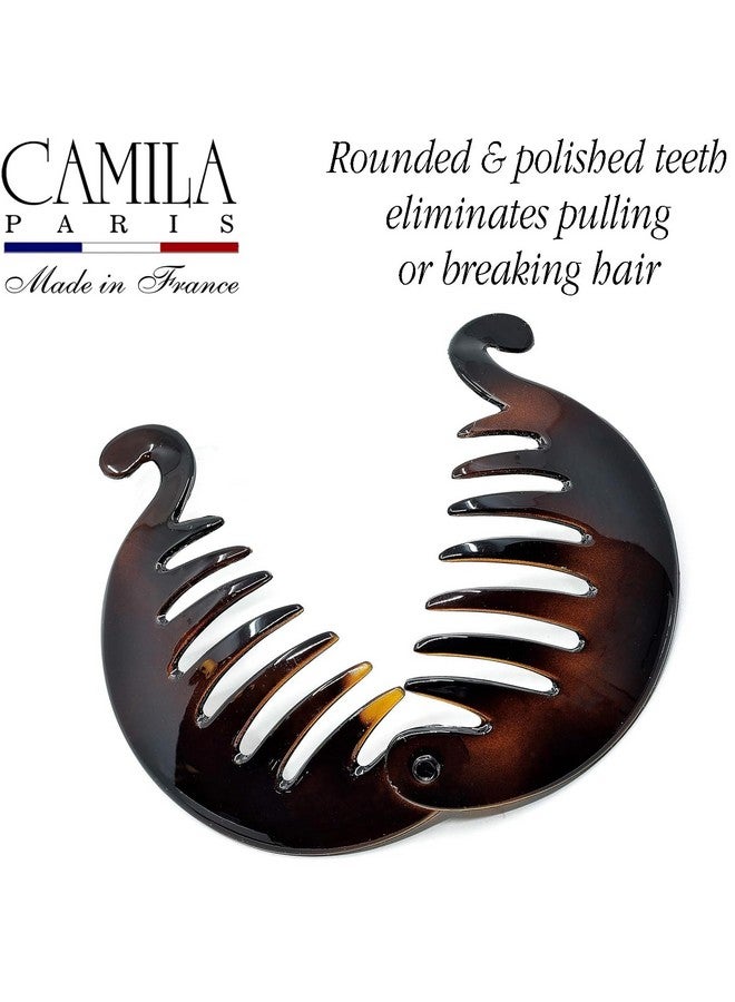 Camila Paris CP2428 3.25 inch French Banana Clip Hair Comb, Round Girls Ponytail Holder Interlocking Banana Combs For Volume Thick Hair. Fashion Styling Hair Accessories for Women, Made in France - Image 3