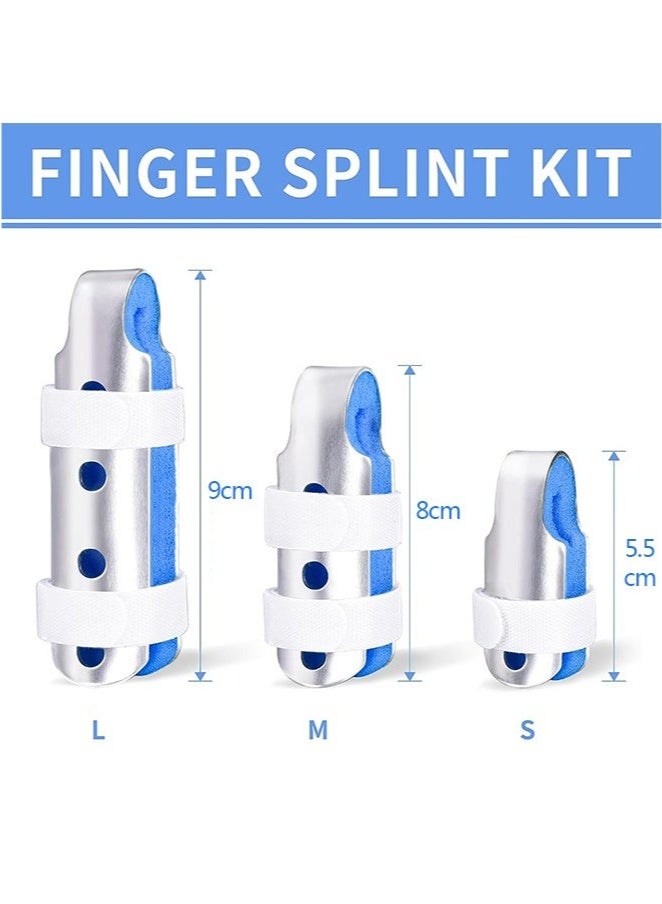 3-Piece Finger Splint, Metal Finger Support Brace for Broken Fingers Straightening Arthritis (3 Size) - Image 2