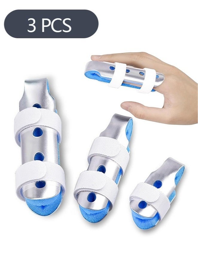 3-Piece Finger Splint, Metal Finger Support Brace for Broken Fingers Straightening Arthritis (3 Size) - Image 1