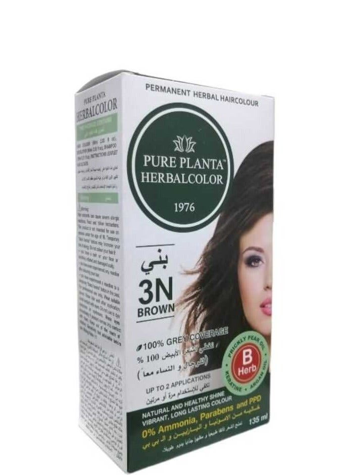 بيور بلانتا صبغة الشعر الدائمة من الأعشاب 3N بني 135ملليلتر - Image 1