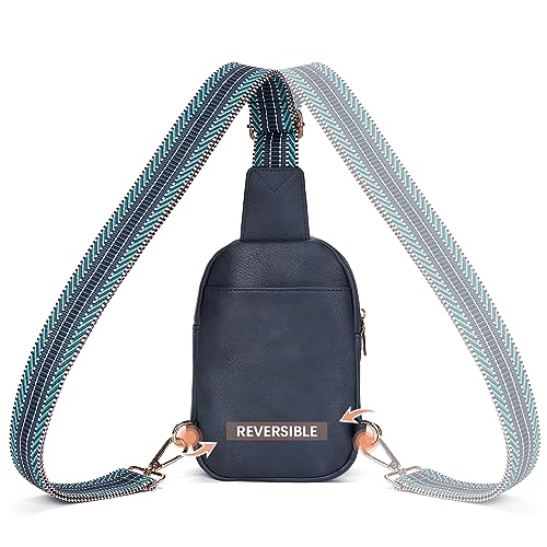 BOSTANTEN Small Sling Bag Crossbody Bags for Women Trendy Crossbody Purse Leather Chest Bag, Blue - Image 4