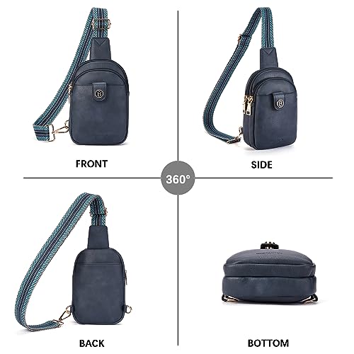 BOSTANTEN Small Sling Bag Crossbody Bags for Women Trendy Crossbody Purse Leather Chest Bag, Blue - Image 5