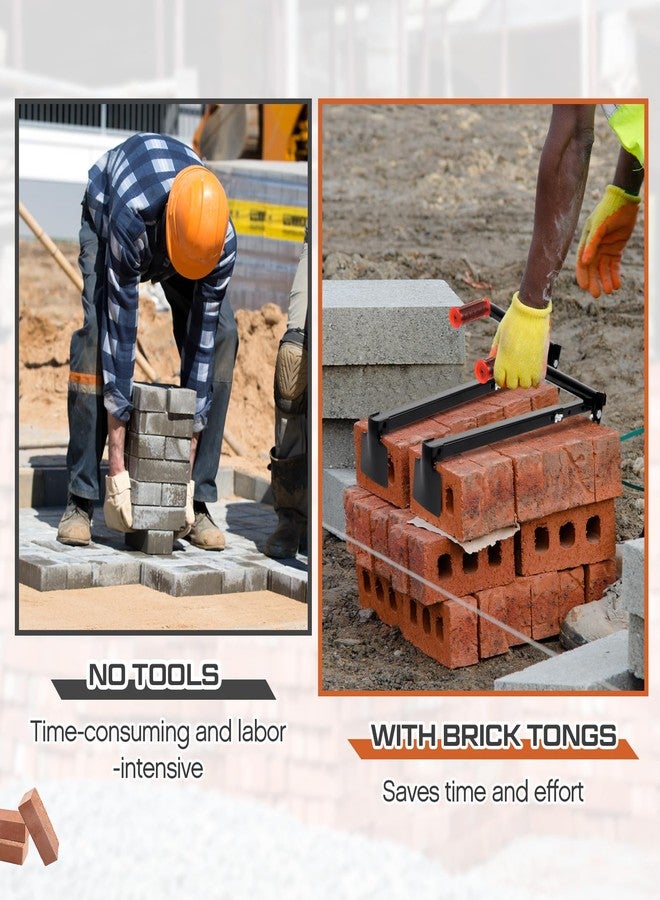Lothee 2 Pack Brick Tongs Adjustable Heavy Duty Bricks Lifting Tools with Plastic Handle Paver Tools, Carry 6 to 10 Bricks - Image 5