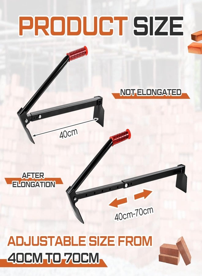 Lothee 2 Pack Brick Tongs Adjustable Heavy Duty Bricks Lifting Tools with Plastic Handle Paver Tools, Carry 6 to 10 Bricks - Image 2