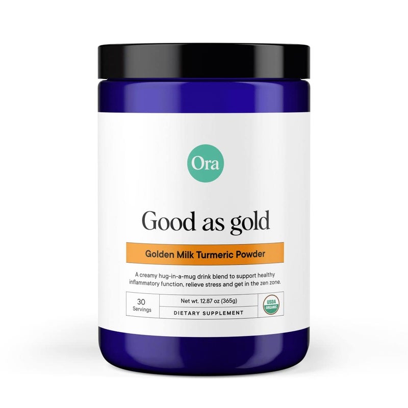 Ora Organic Golden Milk Powder Ayurvedic Turmeric Powder with Organic Adaptogens Ashwagandha Reishi and Ginger Organic GlutenFree SoyFree Vegan NonGMO Maple Vanilla 30 Servings