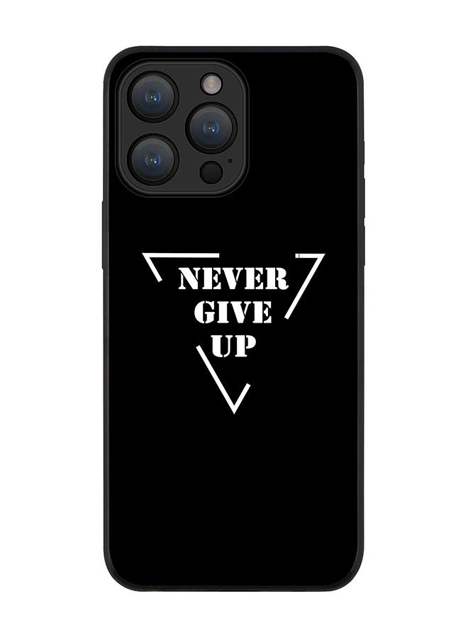 Stylizedd Cover for iPhone 15 Pro Case Rugged Black Slim fit Soft Flexible Anti Drop TPU Gel Thin Protective Phone Cases - Never give up - Image 1