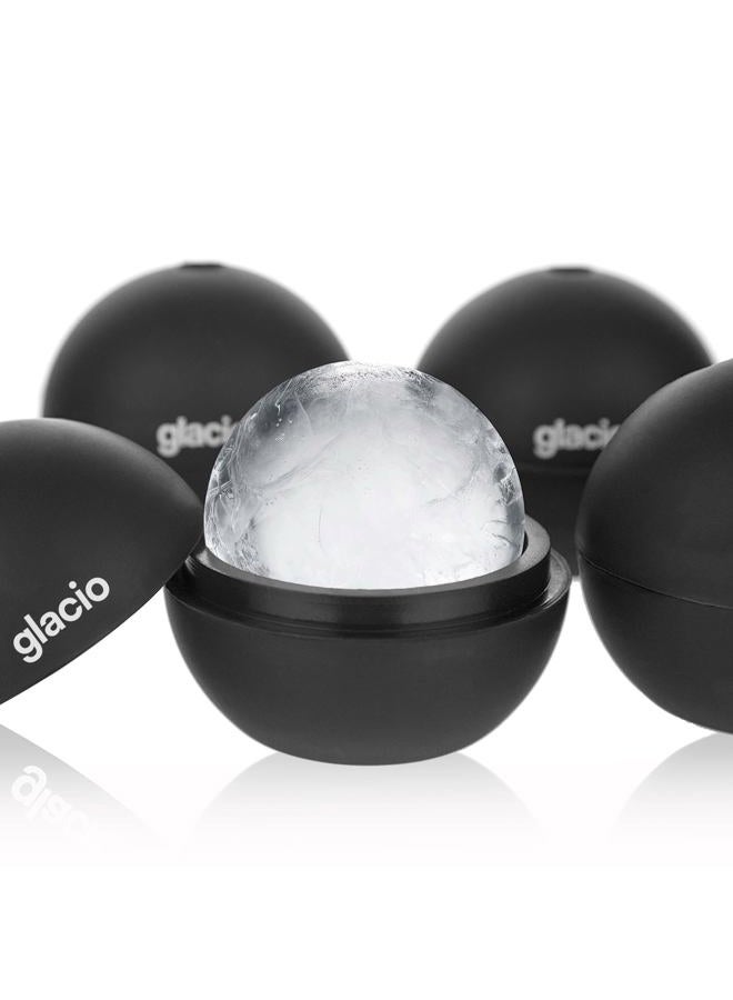 glacio Round Ice Cube Molds – Whiskey Sphere Maker – Makes 2.5 Inch Ice Balls – 4 Pack - Image 1