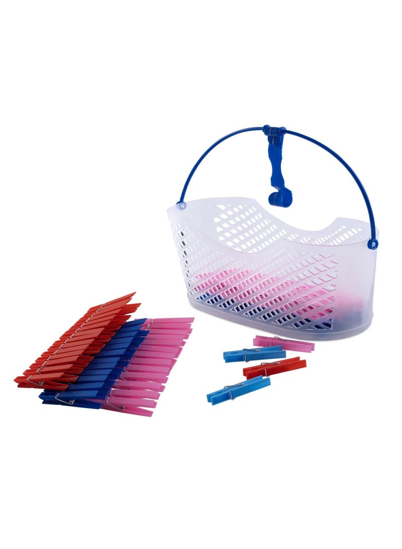 Pan Home Fancy 90-piece Clothes Peg Set with Basket - Multi - Image 1