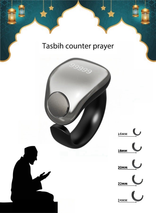 Tasbih Zikr Smart Praise Ring, Adjustable Ring Finger Counter with 5 Sizes (16/18/20/22/24mm), APP Support Digital Counter Prayer Reminder Rings, Waterproof 4 Digit Finger Counter Zikr Ring for Musl - Image 1