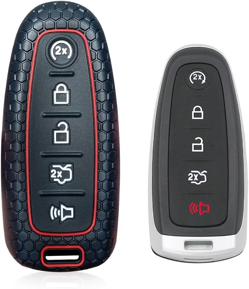 7Cylinder TPU Key Fob Cover Compatible with Ford Models - 2 Pcs, Black - Image 1