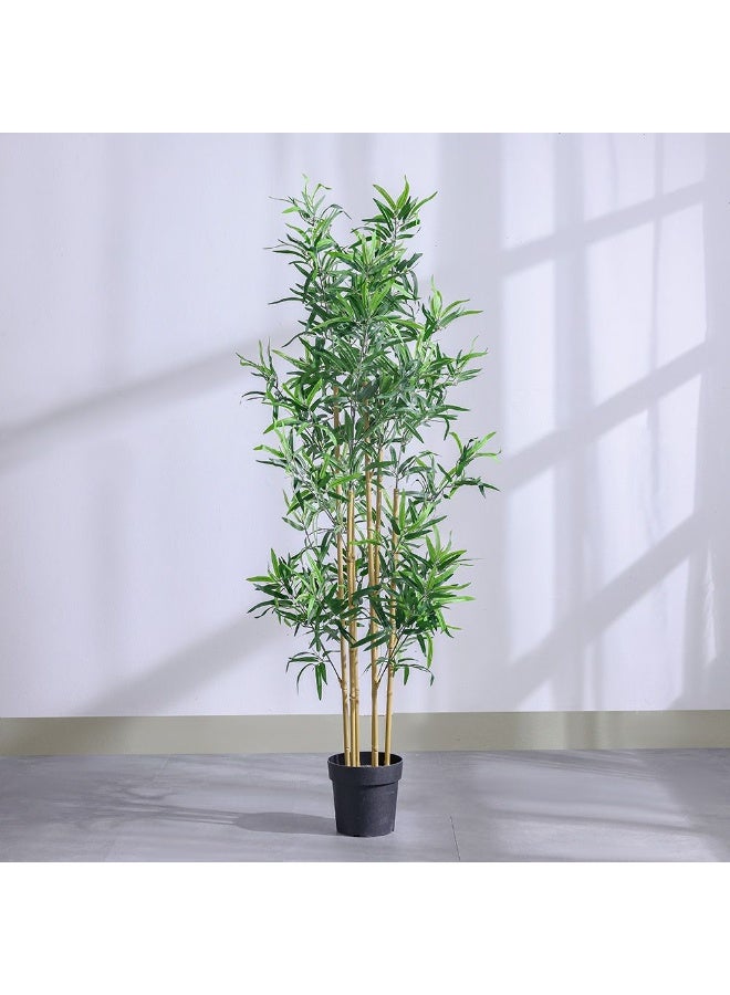 DANUBE HOME نبات البامبو الاصطناعي الطويل – 145 سم مع 183 ورقة، نباتات خضراء صناعية فاخرة للمساحات الداخلية، ديكور المكتب والشرفة، تصميم واقعي، خالي من الصيانة - Image 1