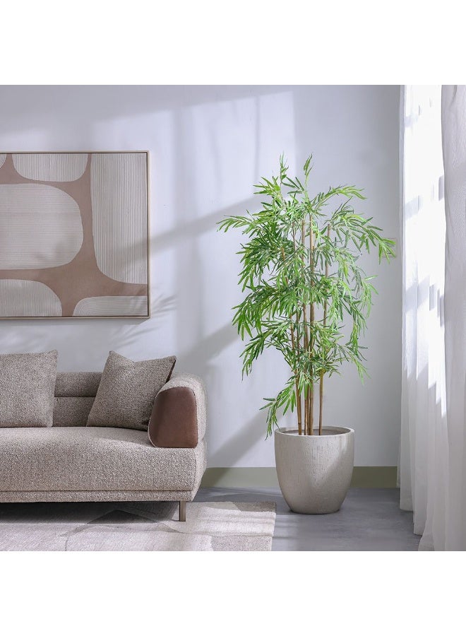 DANUBE HOME نبات البامبو الاصطناعي الطويل – 145 سم مع 183 ورقة، نباتات خضراء صناعية فاخرة للمساحات الداخلية، ديكور المكتب والشرفة، تصميم واقعي، خالي من الصيانة - Image 5