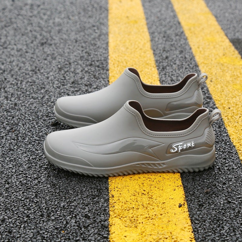 Mens Fashion Rain Shoes Non-Slip Waterproof Gray shoes D309 