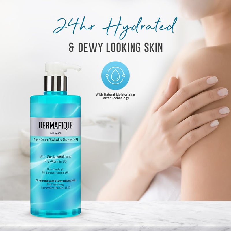Dermafique Aqua Surge Shower Gel 500ml Body Wash for Women  Men No ParabensSLSSLES with Sea Mineral  Pro Vitamin B5 For Hydrated Skin Suitable for SensitiveNormal Skin  Dermatologist Tested - Image 4