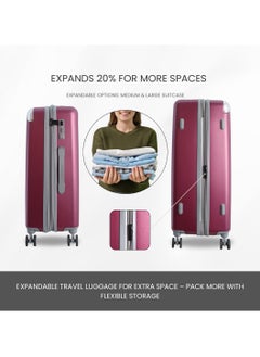 Discovery Discovery Focus ABS Hardside Checked Travel Luggage, Durable Lightweight 4 Double Wheel Expandable Trolley Bag, Extra Secure Combination Lock, 24" Suitcase, Check-In Medium Trolley - Purple.  - Image 2
