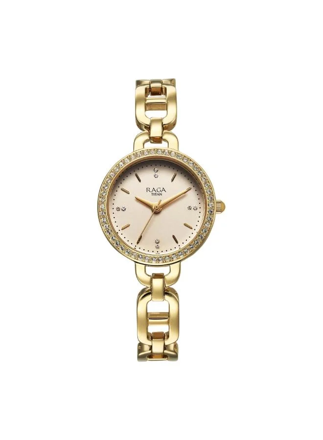 تيتان Women Analog Display Watch With Gold Stainless Steel Strap - 95305YM01