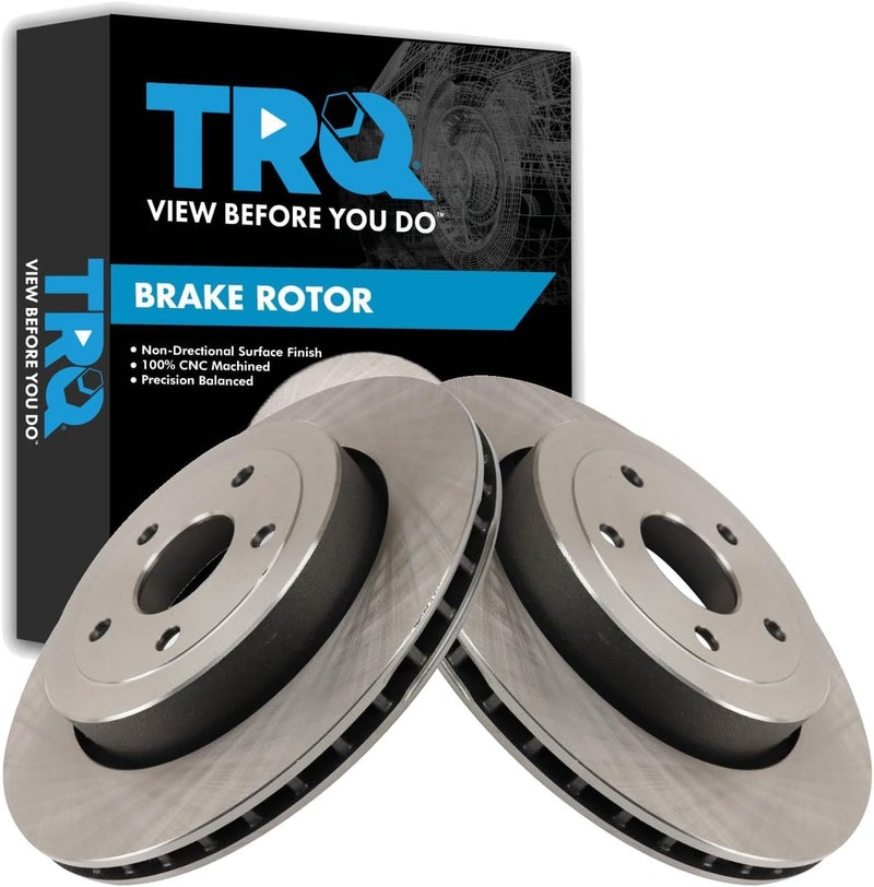 TRQ Rear Brake Rotor Set Vented Compatible with 2006-2010 Jeep Grand Cherokee - Image 1