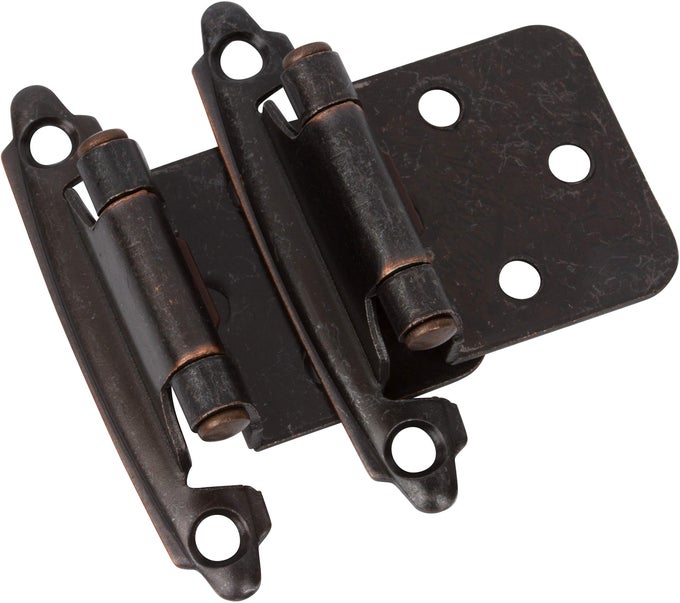 OIL RUBBED BRONZE CABINET HINGES FOR KITCHEN CABINETS 25 PAIR 50 PCS 12 OVERLAY VARIABLE SELF CLOSING KITCHEN CABINET HINGES FLUSH MOUNT WSILICON BUMPERS UPGRADED SCREWS