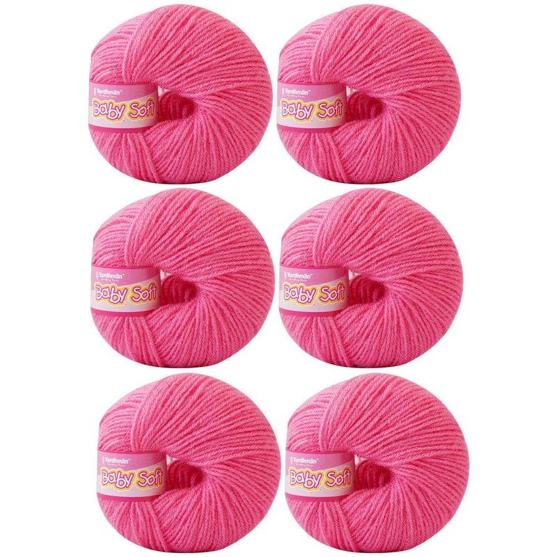 Vardhman Knitting Yarn Vardhman Knitting Yarn Baby Soft Wool For Knitting Kids Crochet Yarn Wool For Hand Knitting Art Craft Knitting Wool Yarn For Sweater Scarves Hats And Dresses 6 Pcs Carnation Pink 150 Gram 