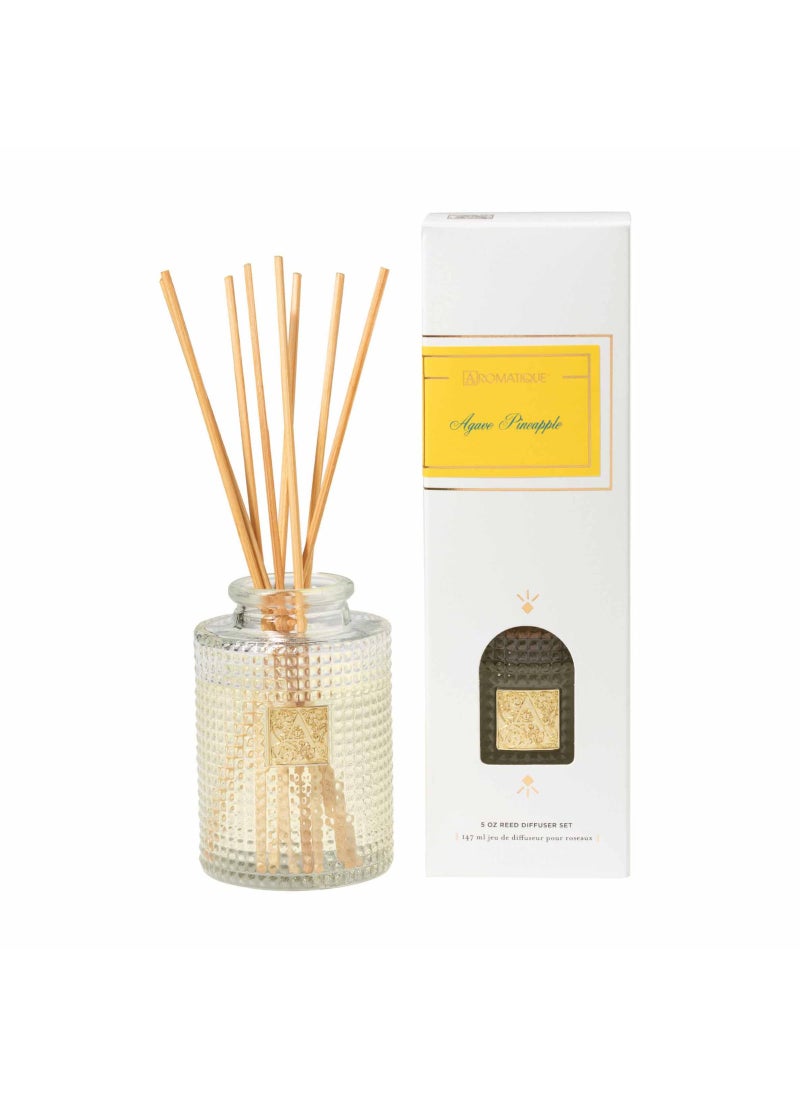 AROMATIQUE Aromatique Agave Pineapple Reed Diffuser Glass Bottle Notes of Plum Jasmine Apple Rosewood Musk for Home Fragrance Dcor Scented Air Freshener Aromatherapy Gift Set 4 Oz 